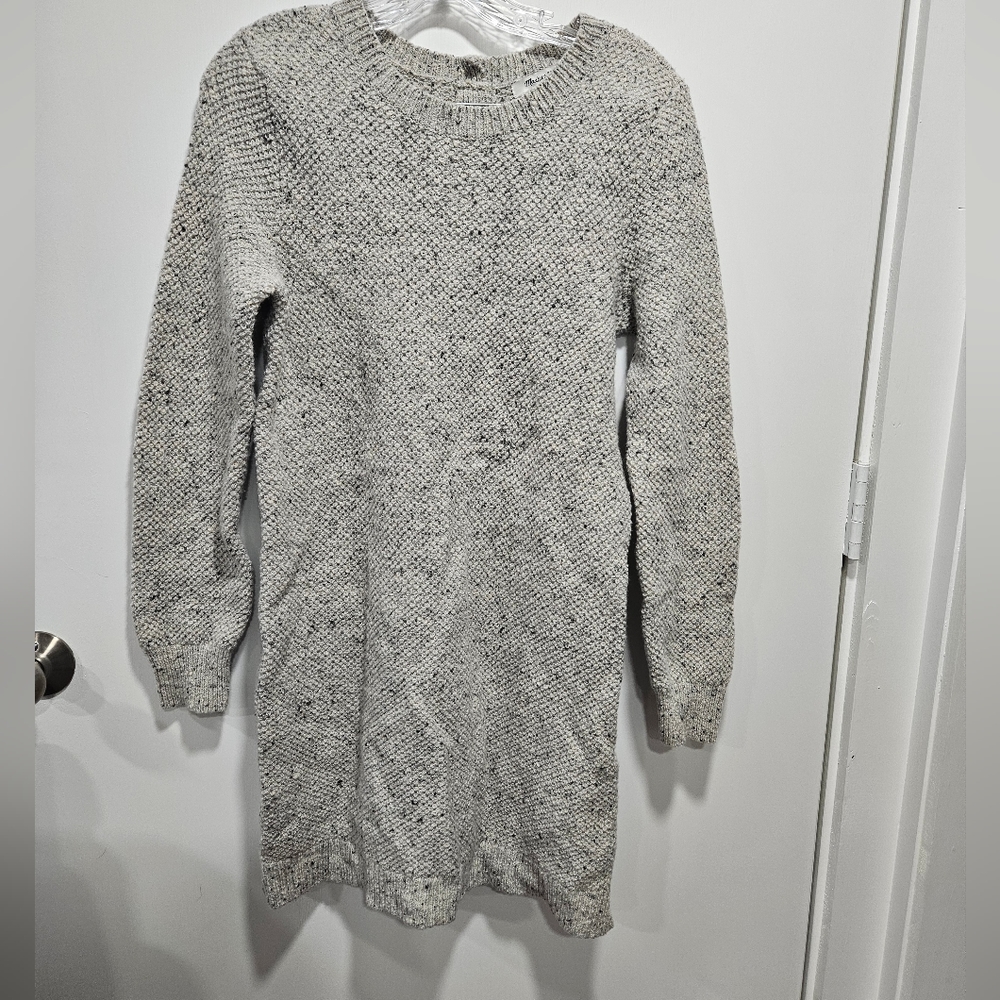 Madewell Grey Speckled Merino Wool knit sweater dress